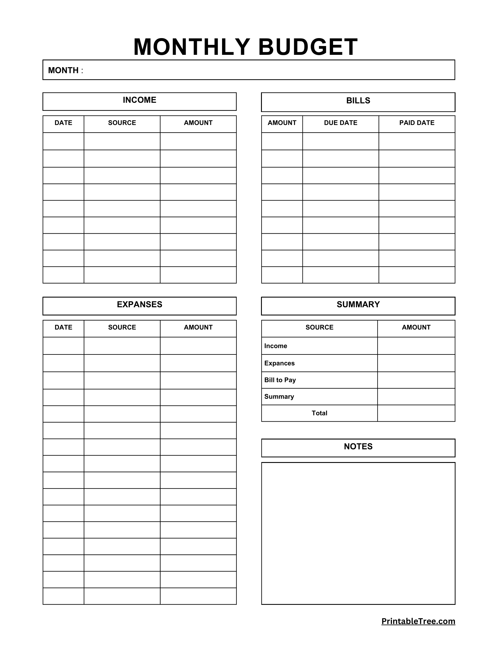 free budget worksheets printable