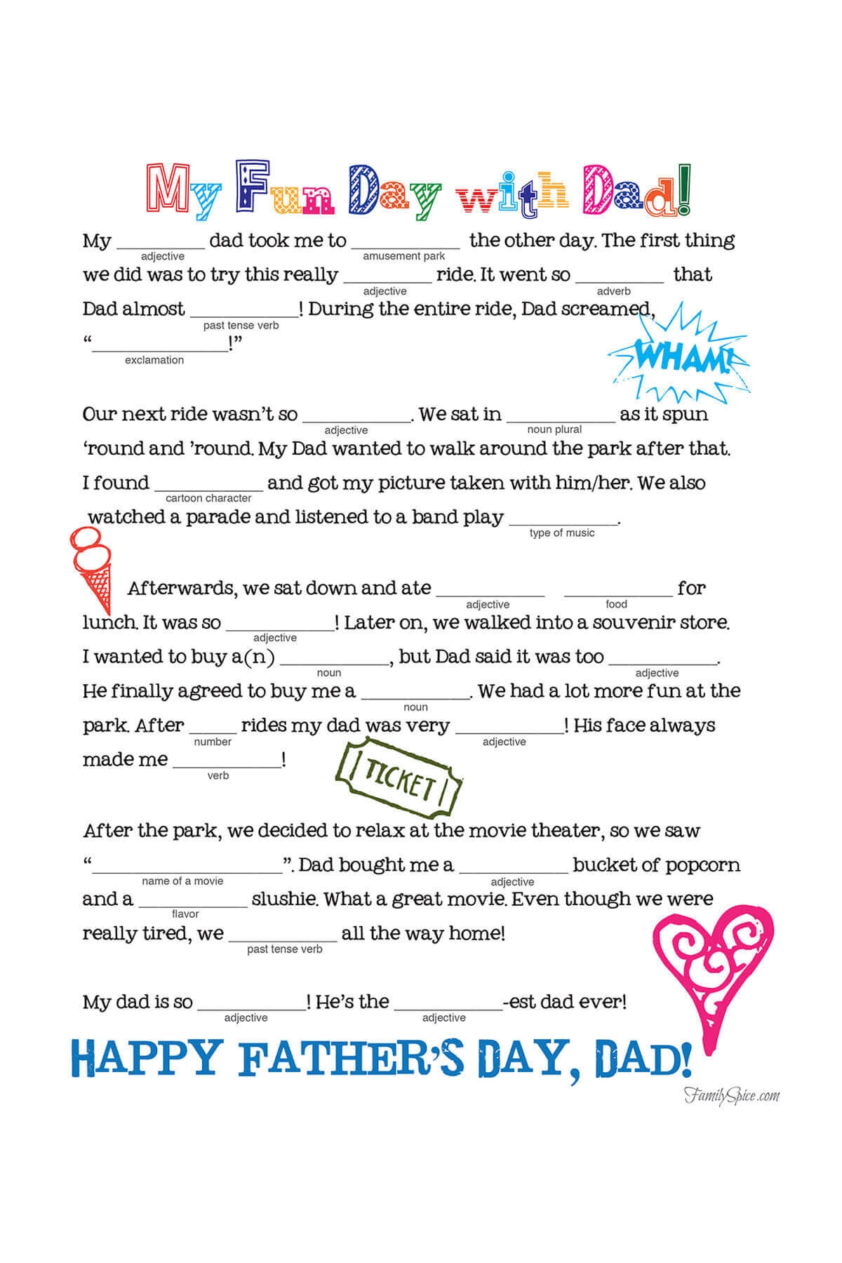 mad libs free printable worksheets