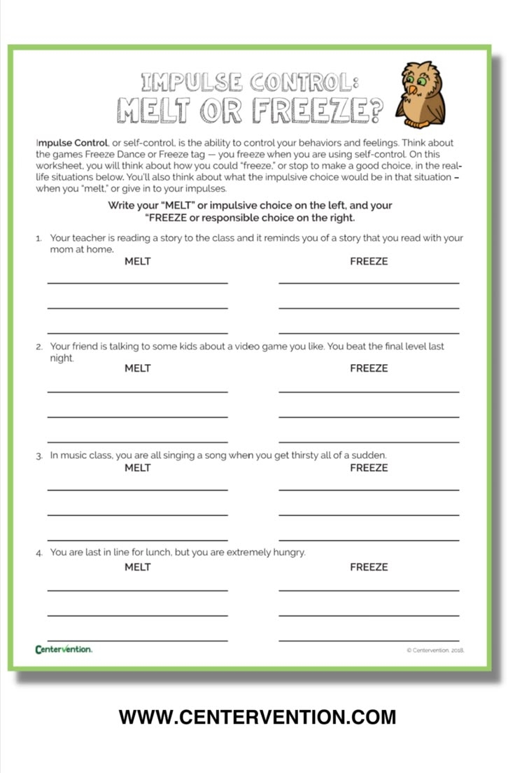 Free Impulse Control Activity And Printable Melt Or Freeze 
