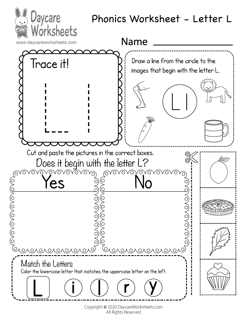 free printable letter l worksheets