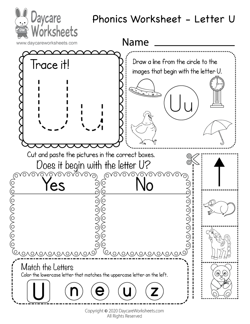 free printable letter u worksheets for preschool