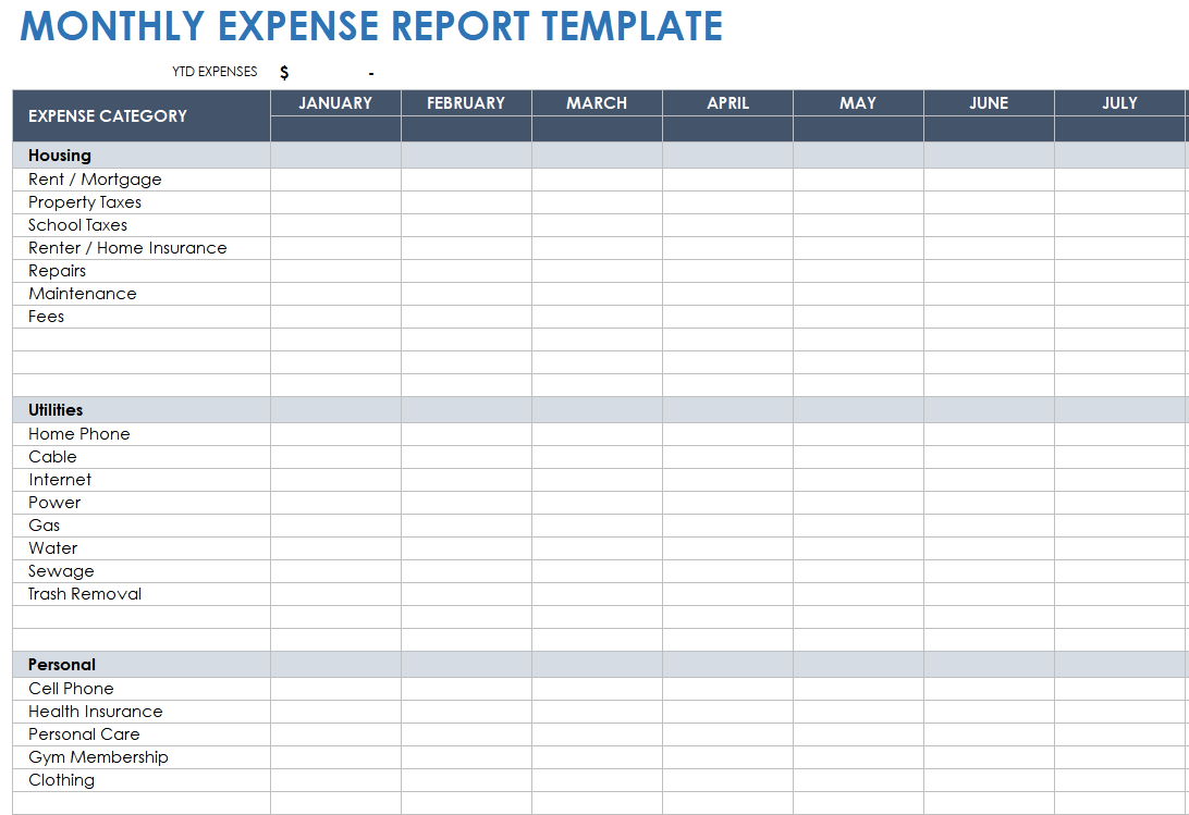 expense worksheet printable