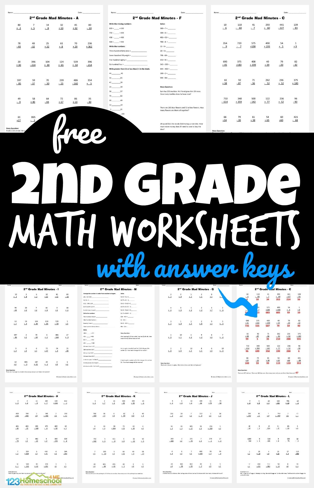 math worksheets for second graders printable