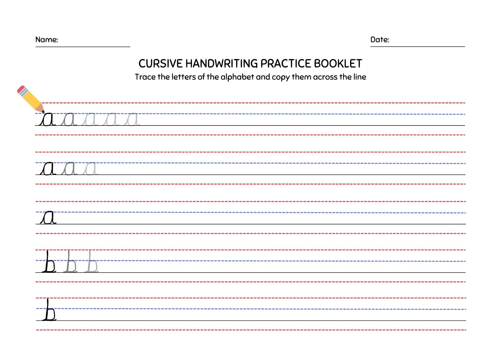cursive practice printable worksheets