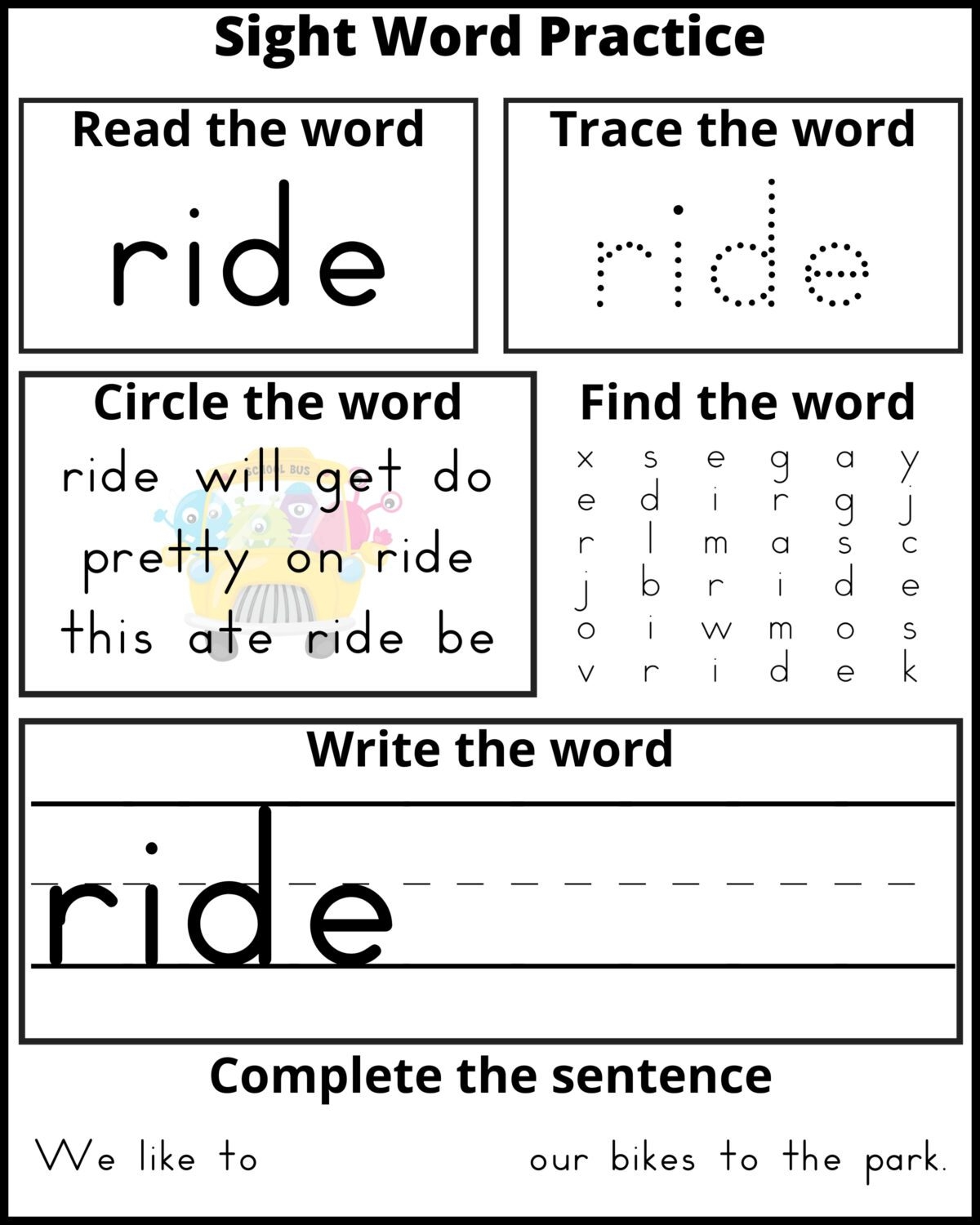 free printable kindergarten sight words worksheets pdf