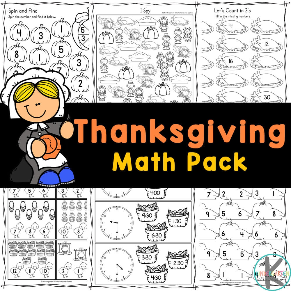 free printable thanksgiving math worksheets for kindergarten
