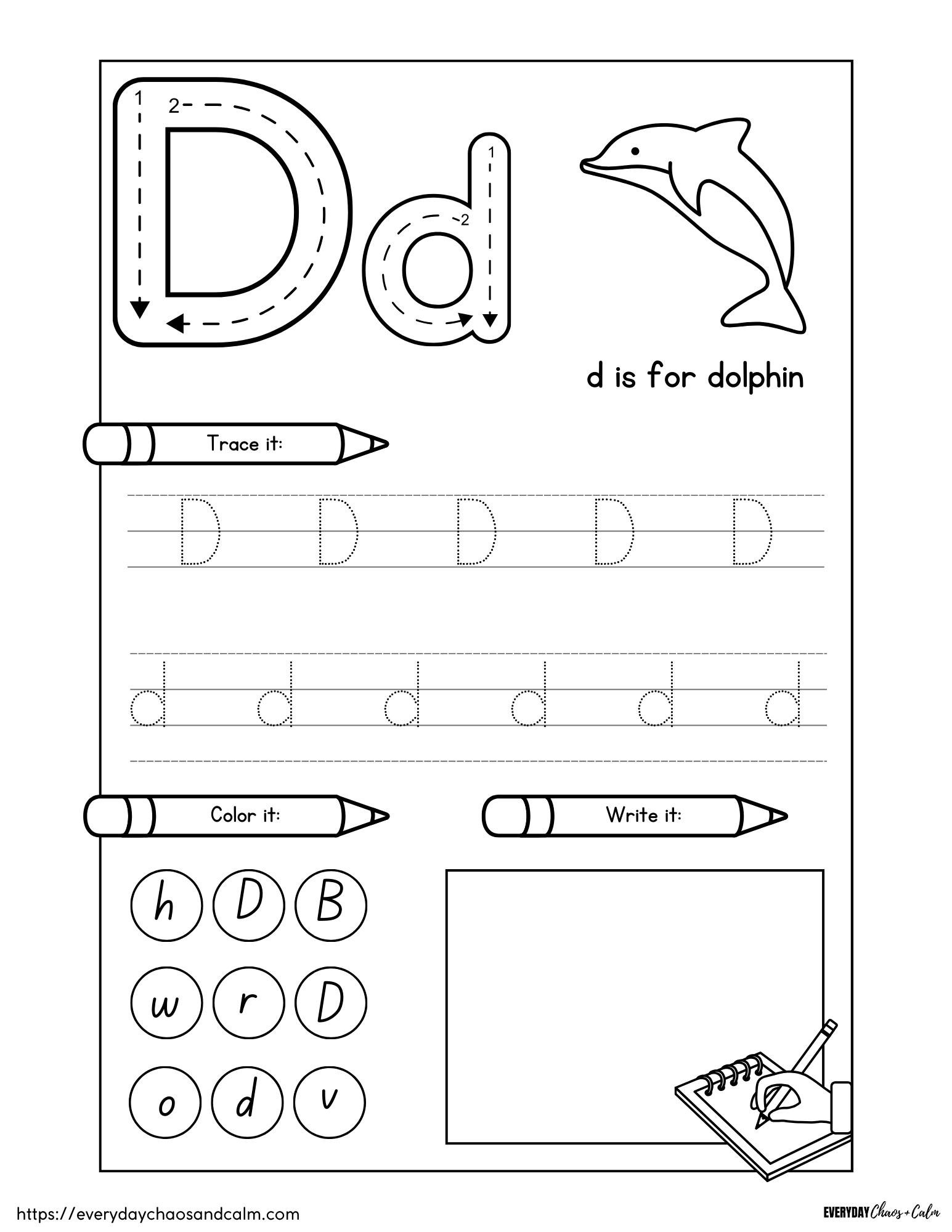 letter d free printable worksheets