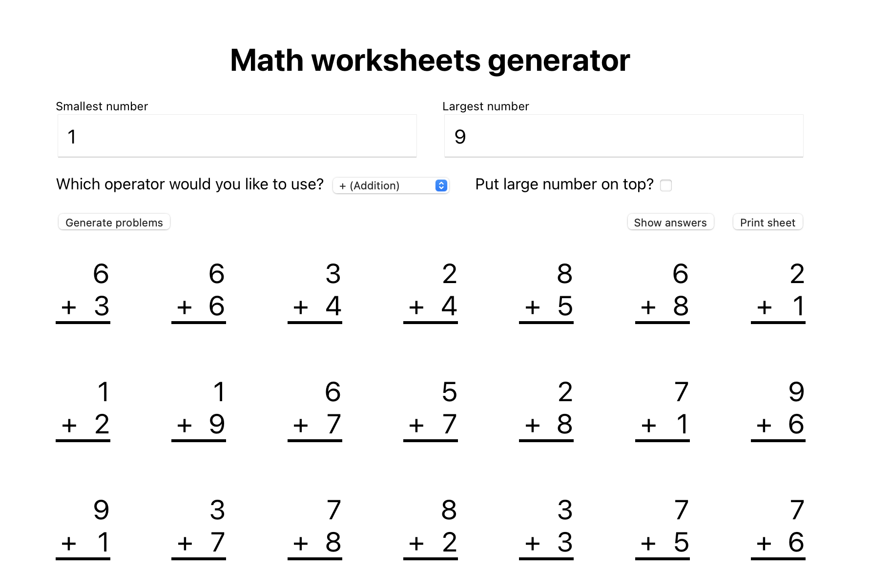 Free Printable Math Worksheet And Game Generators HelpTeaching Worksheets Library