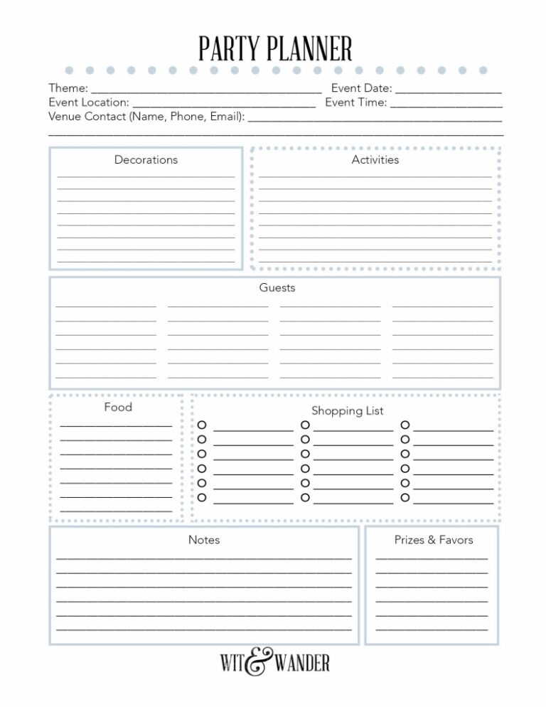 Free Printable Party Planner Our Handcrafted Life