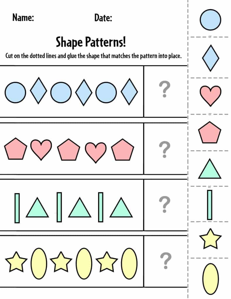 free printable pattern worksheets
