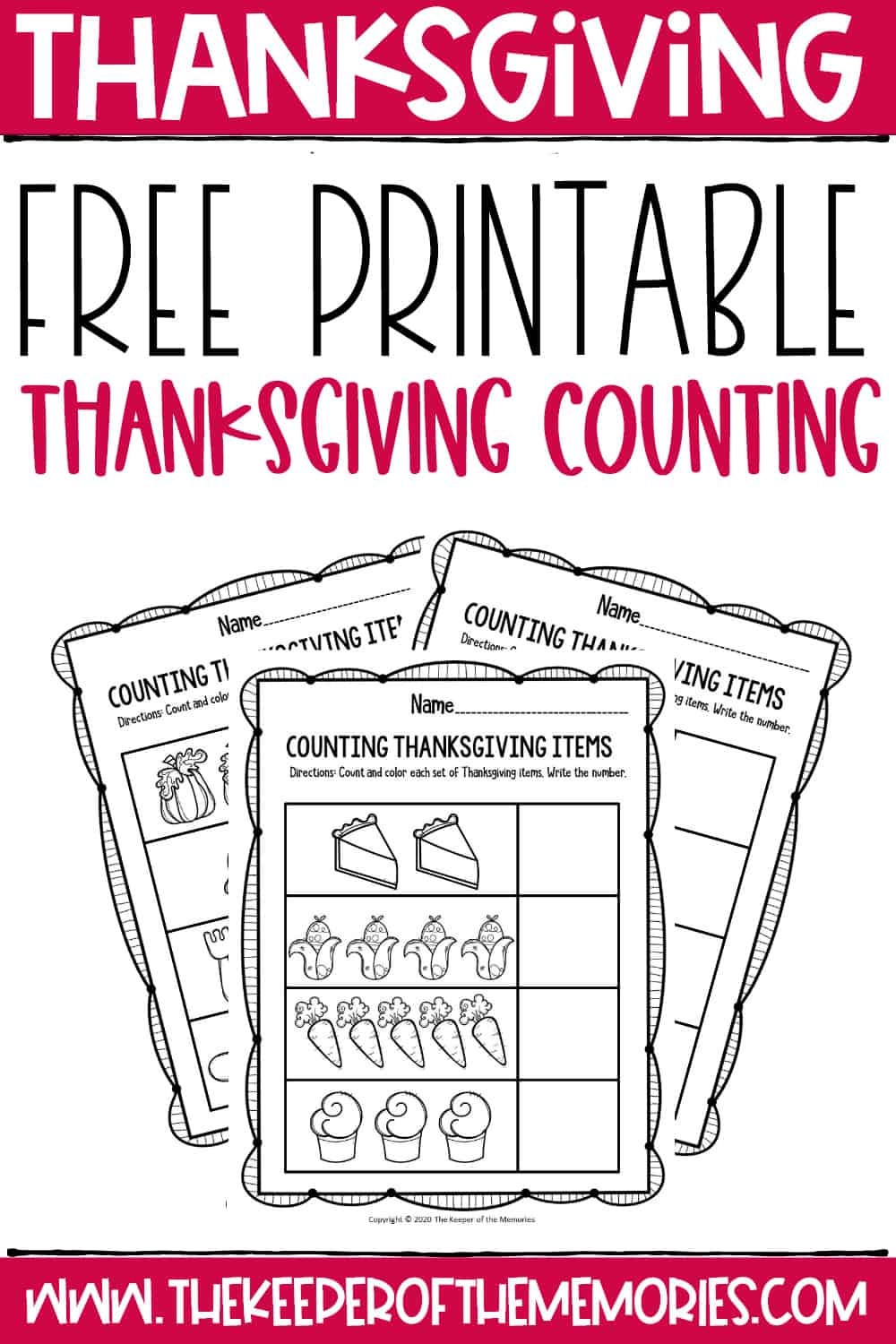 Free Printable Preschool Thanksgiving Math Worksheets