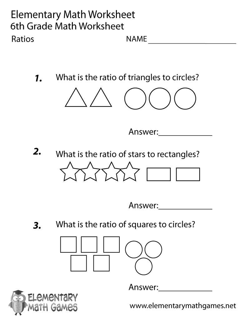 6th grade printable math worksheets
