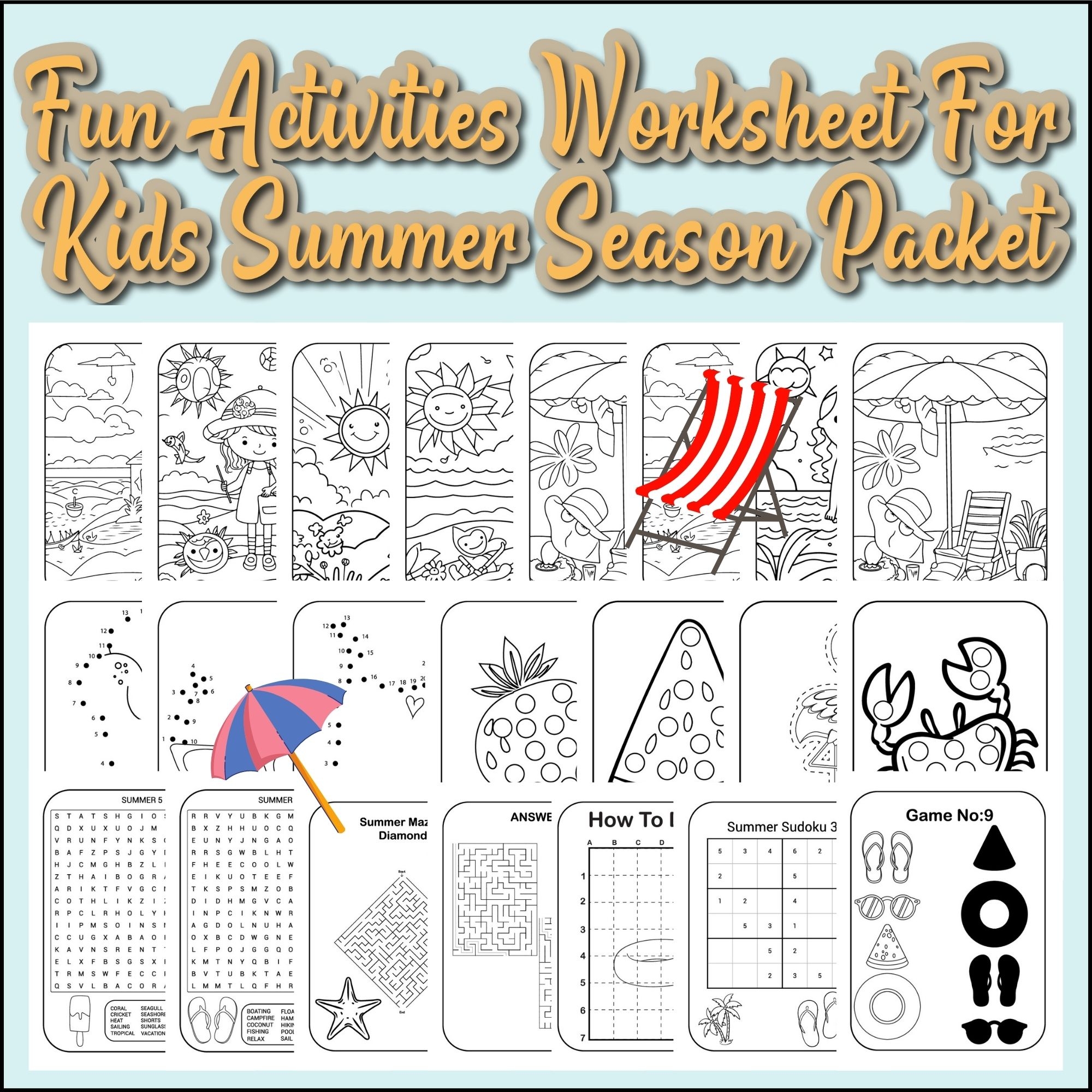 Fun Activities Worksheet For Kids Summer Season Packet Made By Teachers