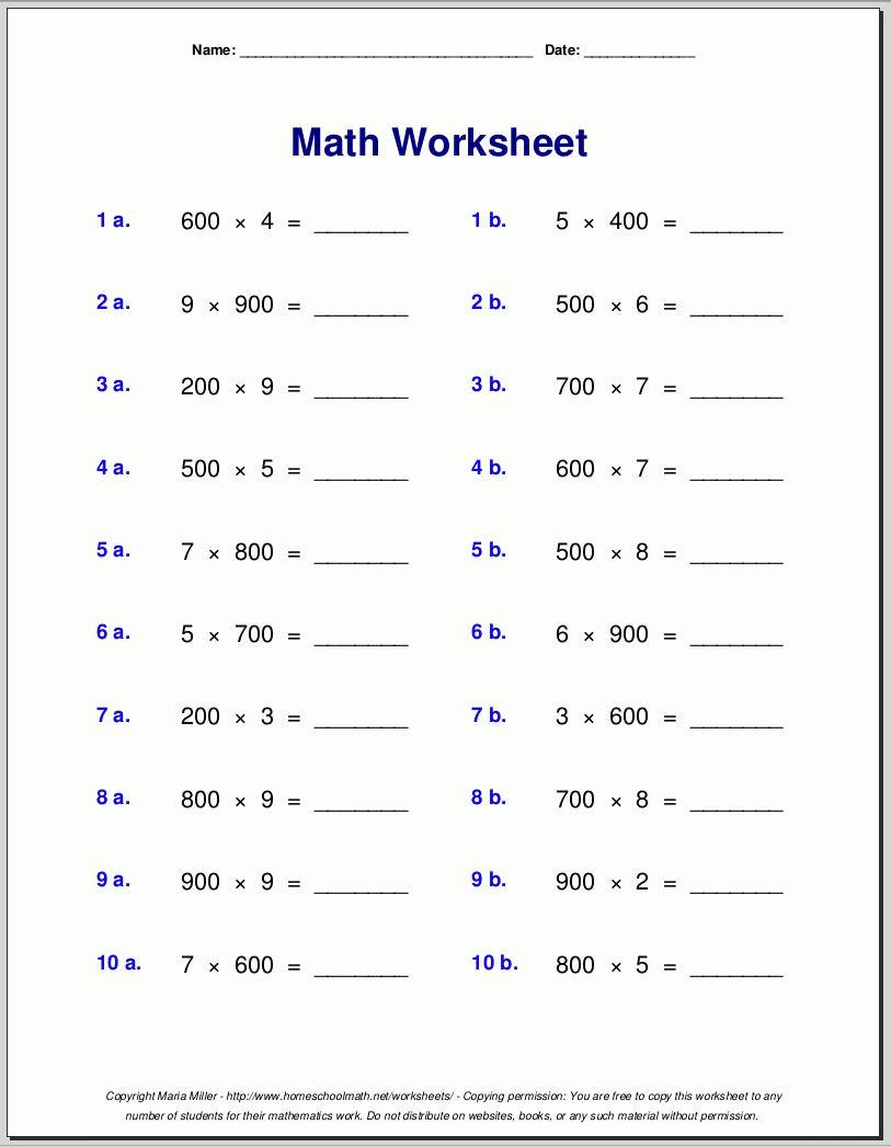 printable math multiplication worksheets