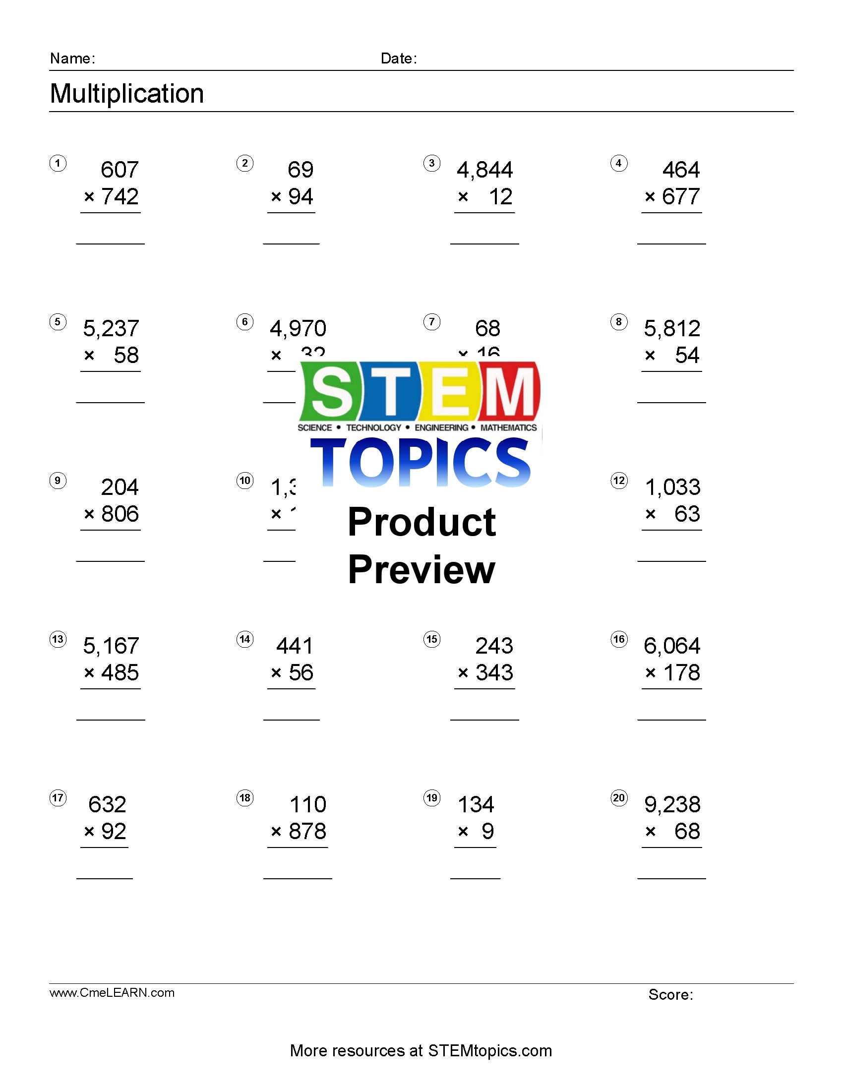 math printable worksheet