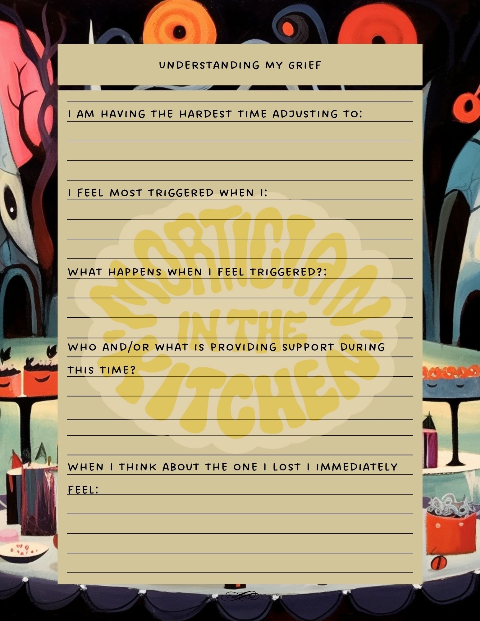 Grief Worksheets Mortician In The Kitchen Grief Worksheets Mortician In The Kitchen