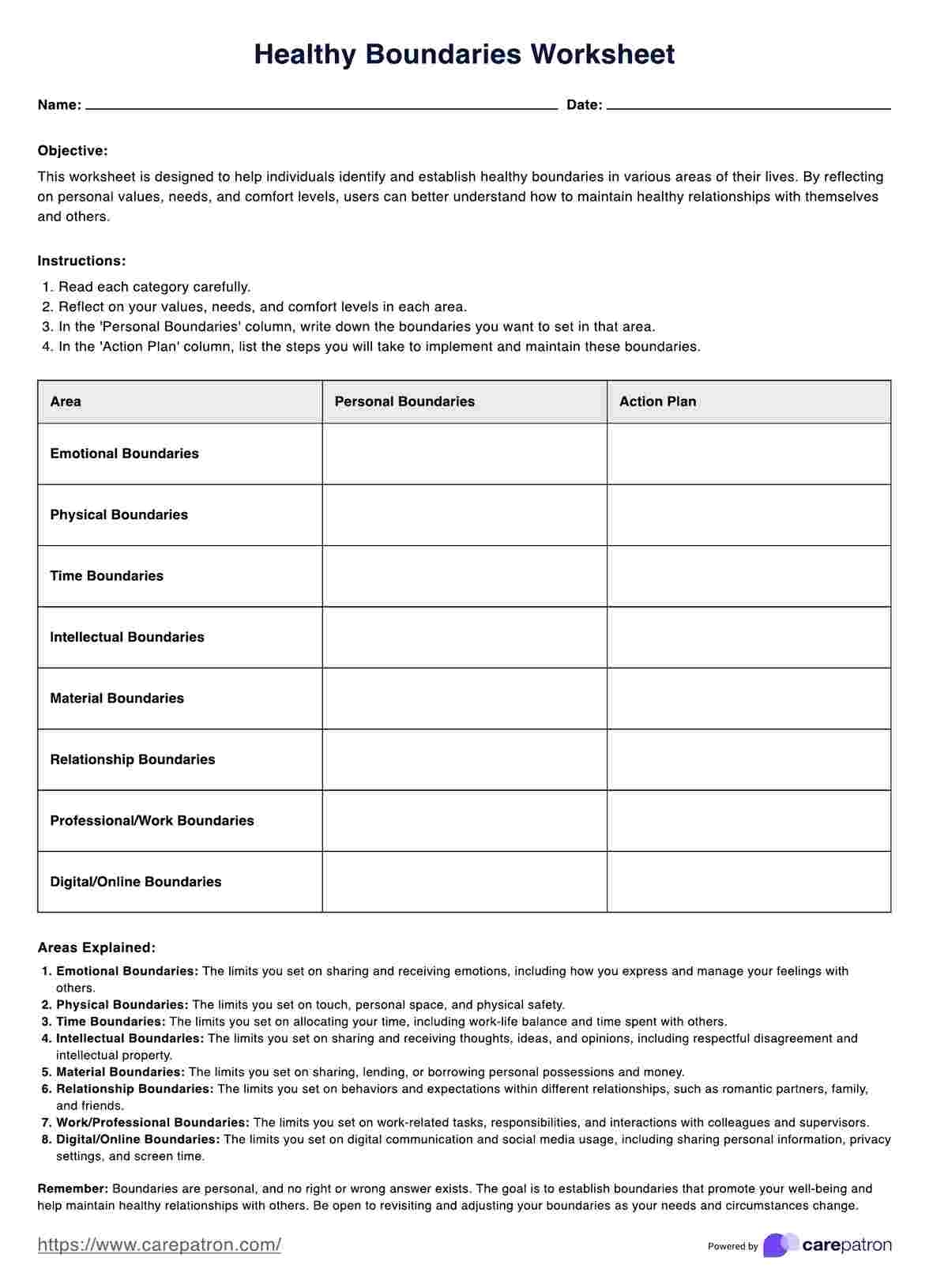 free printable personal space worksheets pdf