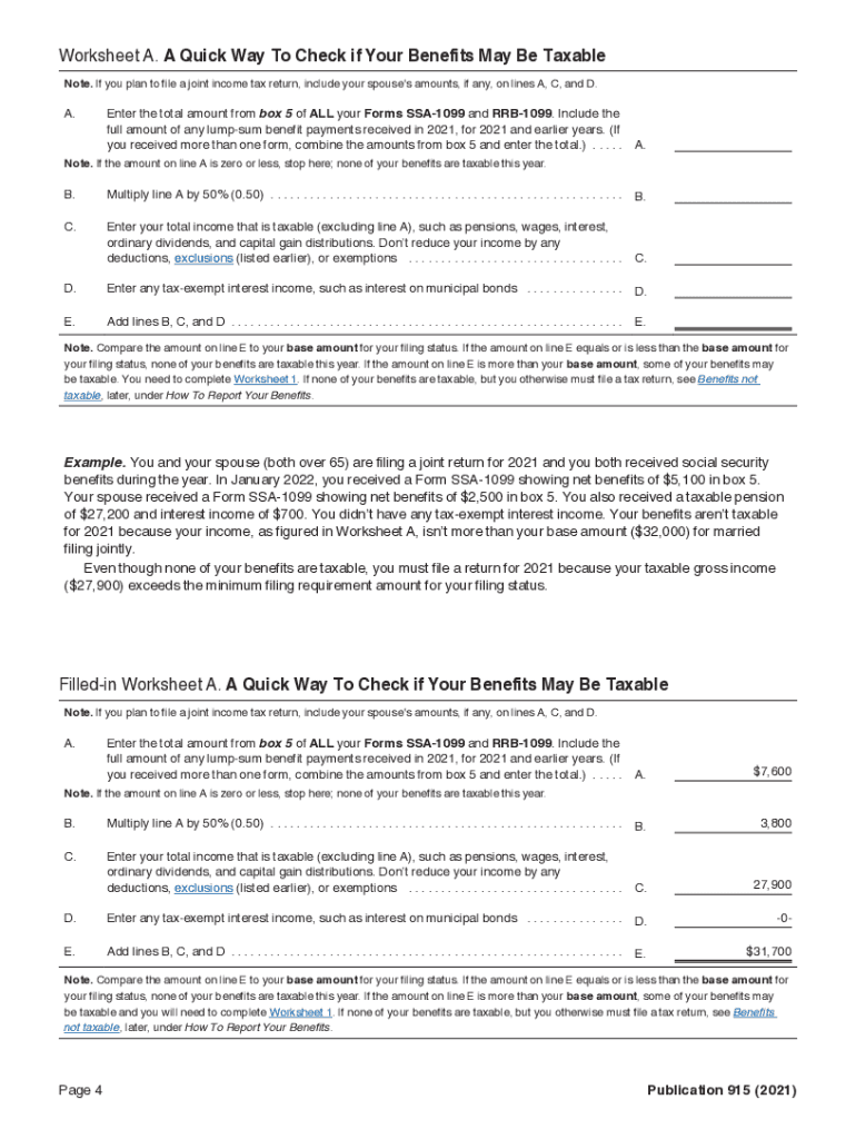 2024 social security worksheet printable