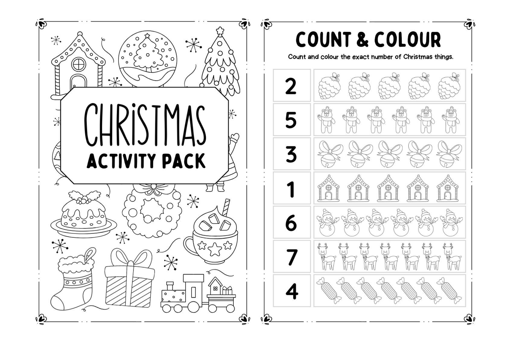 christmas printable activity worksheets