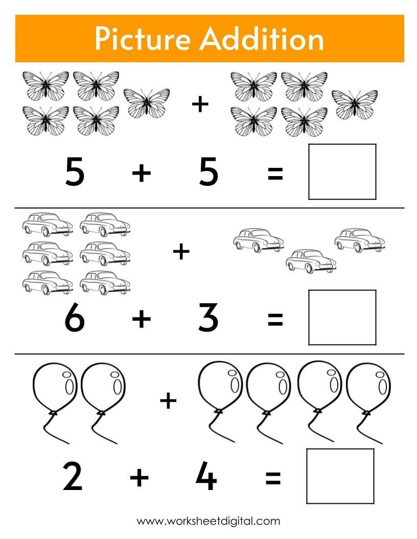 addition kindergarten worksheet printable