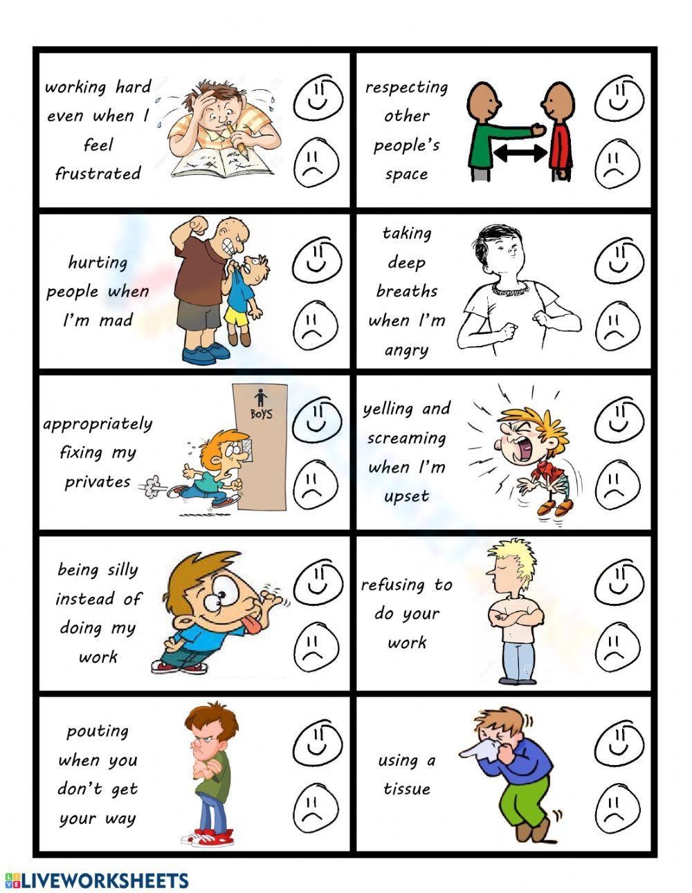 Kindergarten Good Choices Bad Choices Worksheets 2025