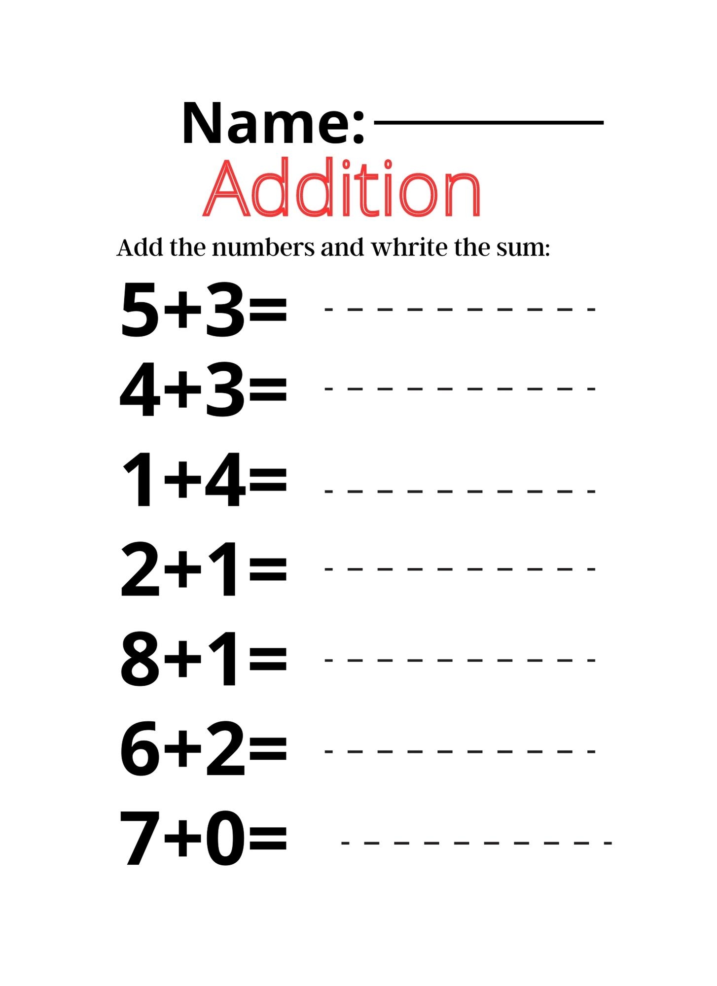 kindergarten math worksheets - printable