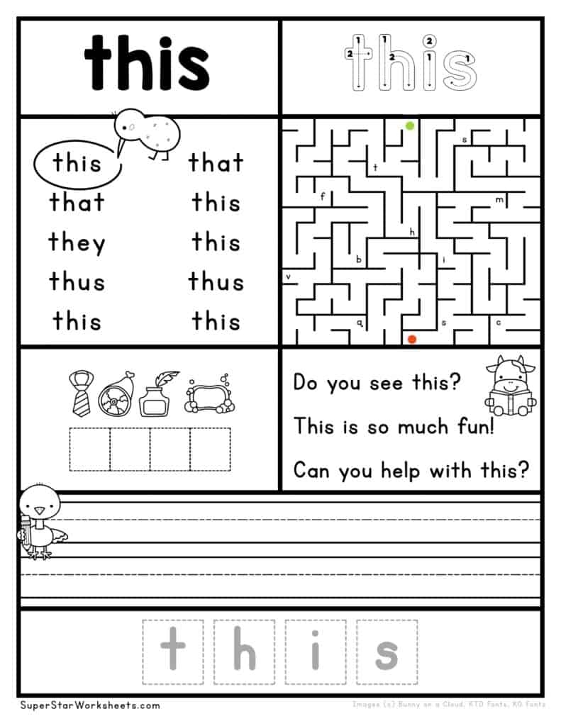kindergarten worksheet printable