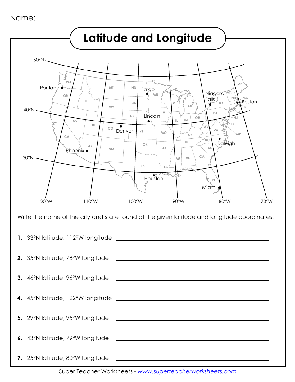latitude and longitude worksheets free printable