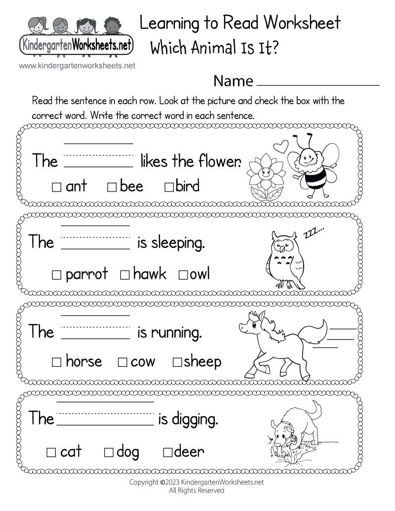 kindergarten free printable worksheets