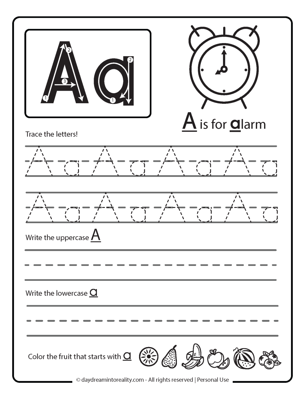 letter a worksheets printable