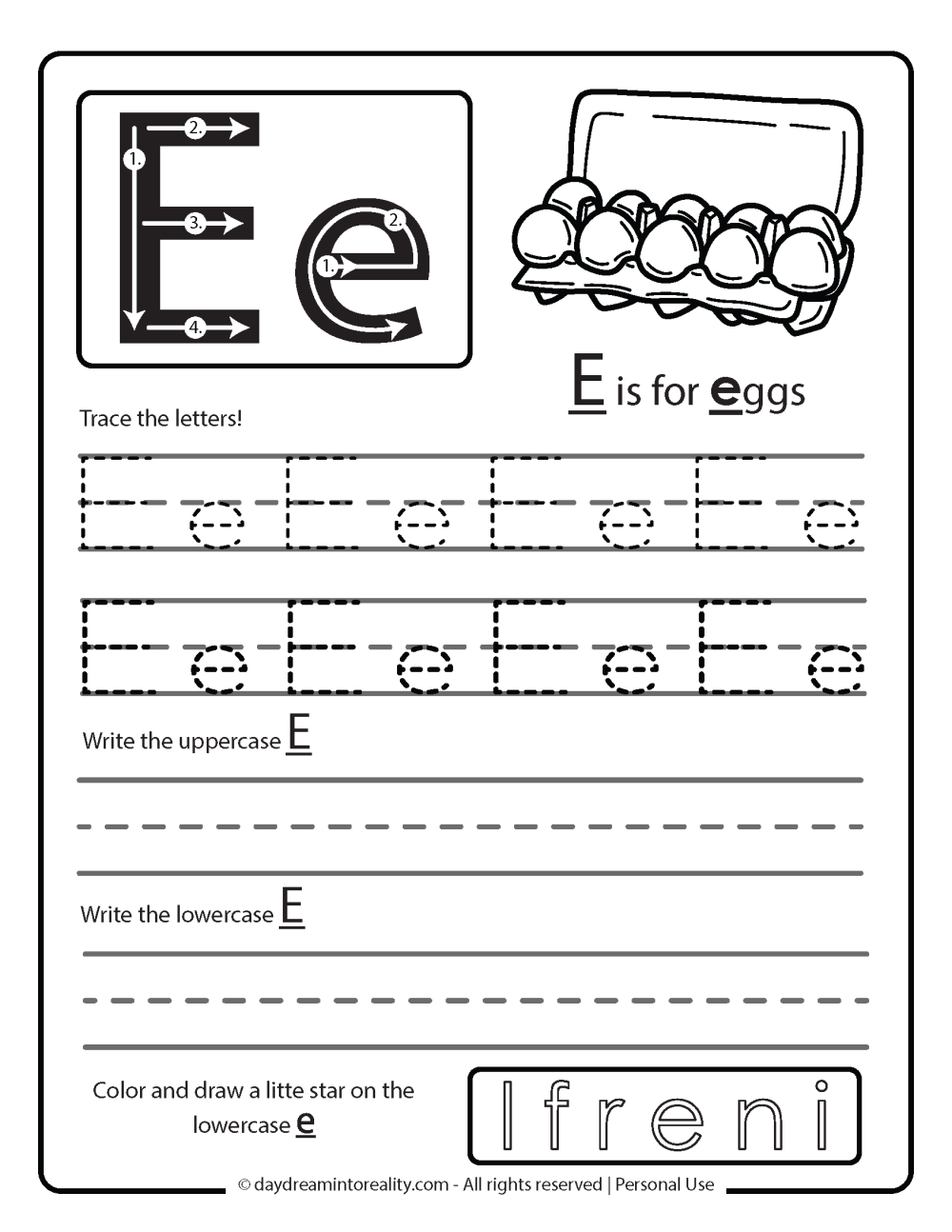 Letter E Worksheets 55 Free PDF Printables Daydream Into Reality