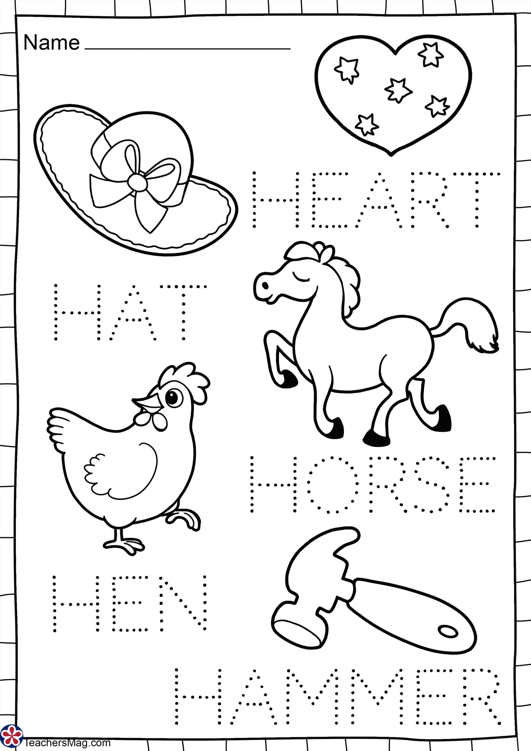 free printable letter h worksheets