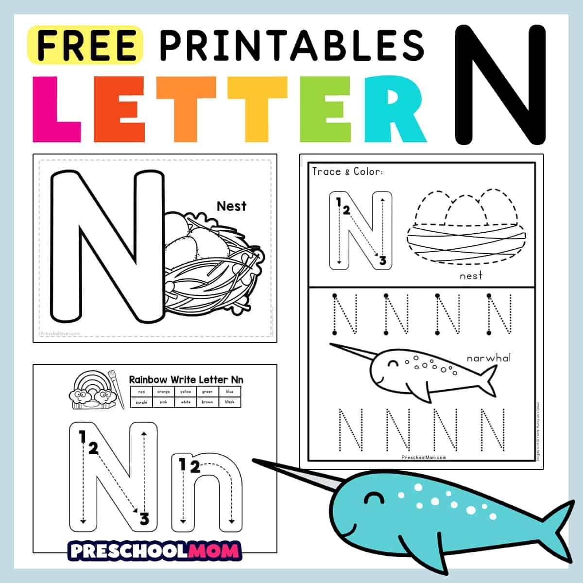 free printable letter n tracing worksheets