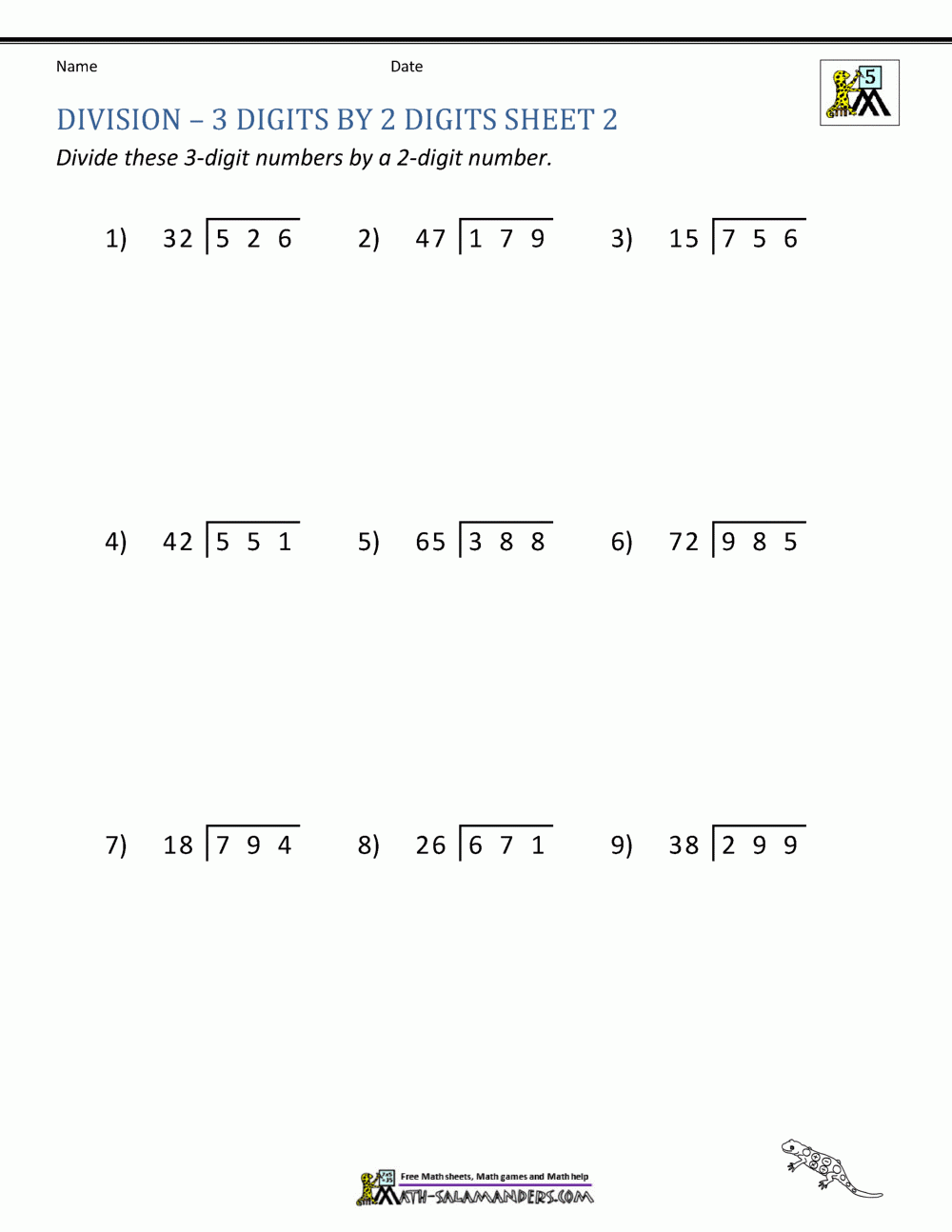 free printable long division worksheets