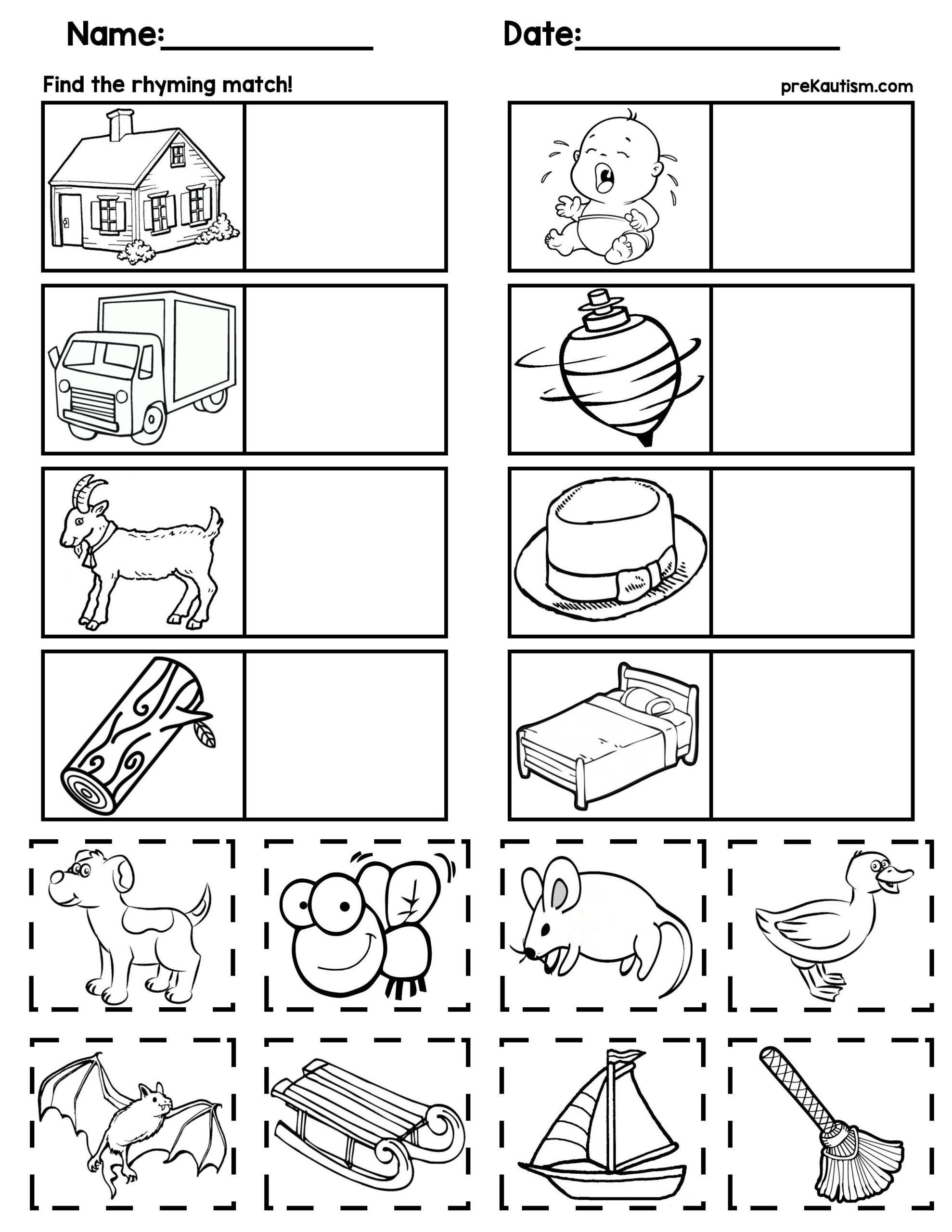 free printable rhyming worksheets