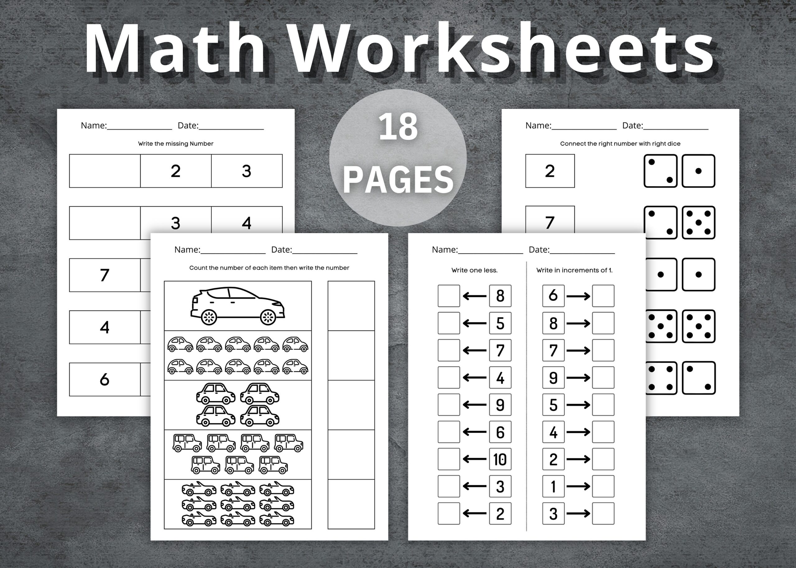 Math Worksheets Addition And Subtraction Printable Math Kindergarten Homeschool Learn Numbers Preschool Worksheet Learn Math Etsy
