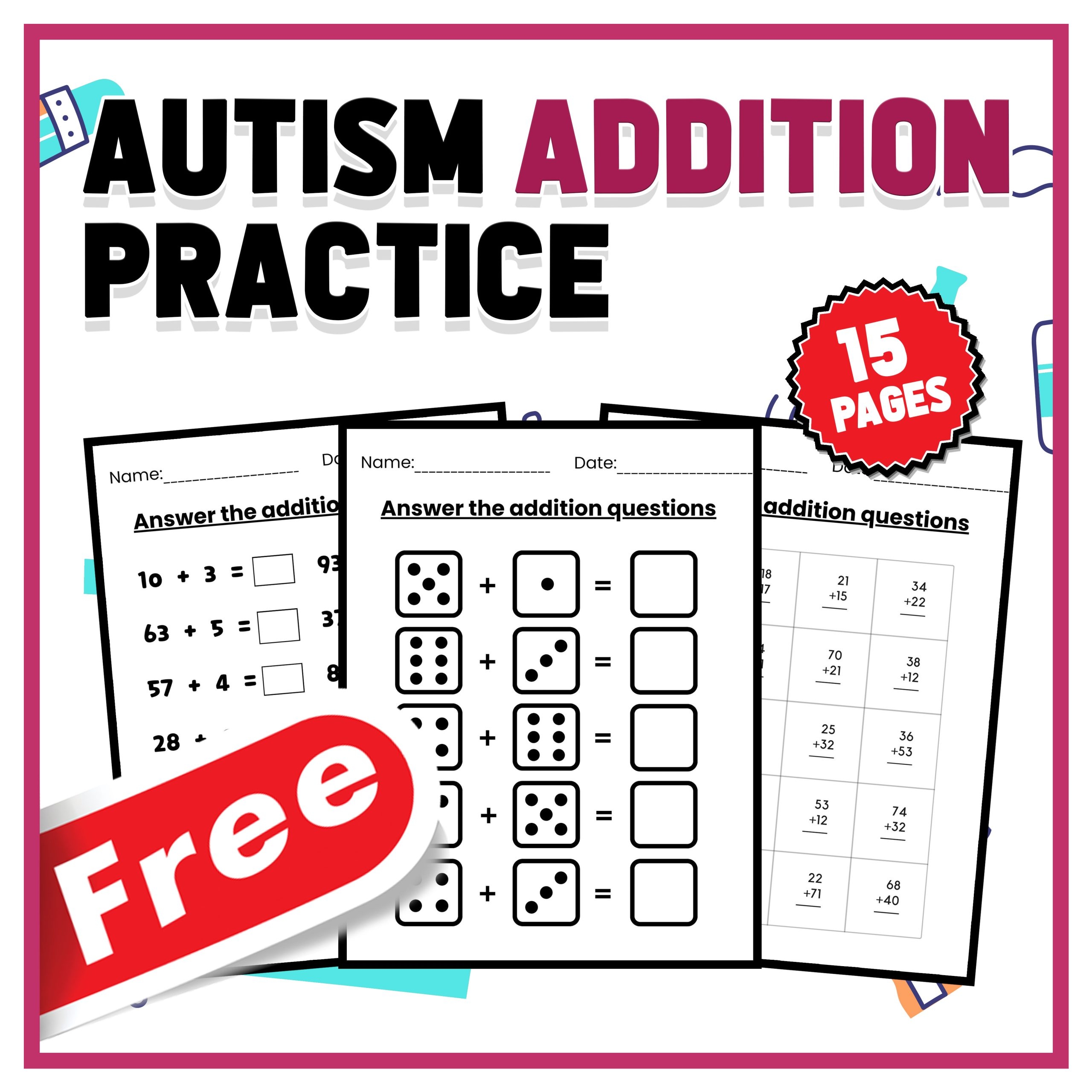 free printable autism math worksheets