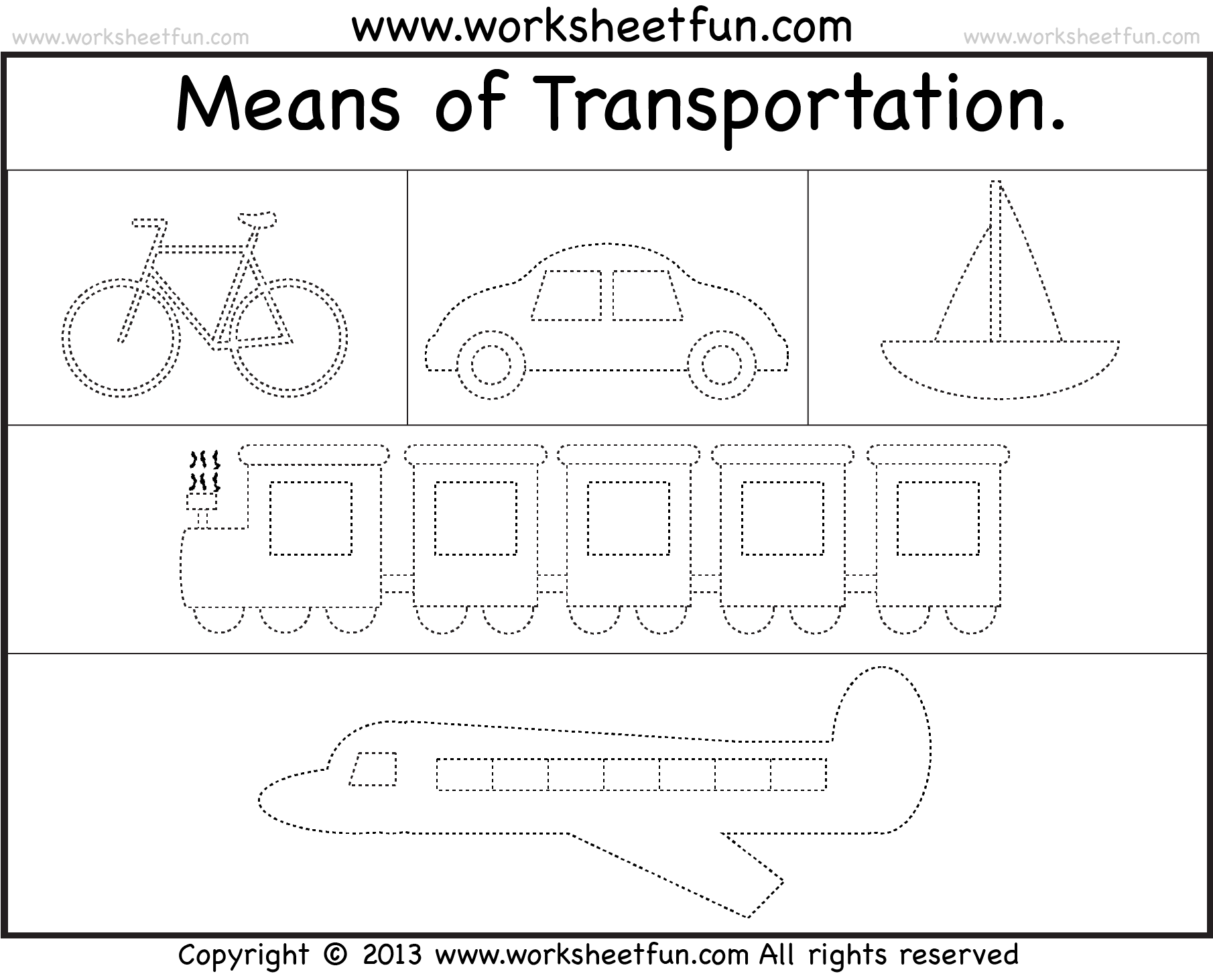 free printable transportation worksheets for kindergarten