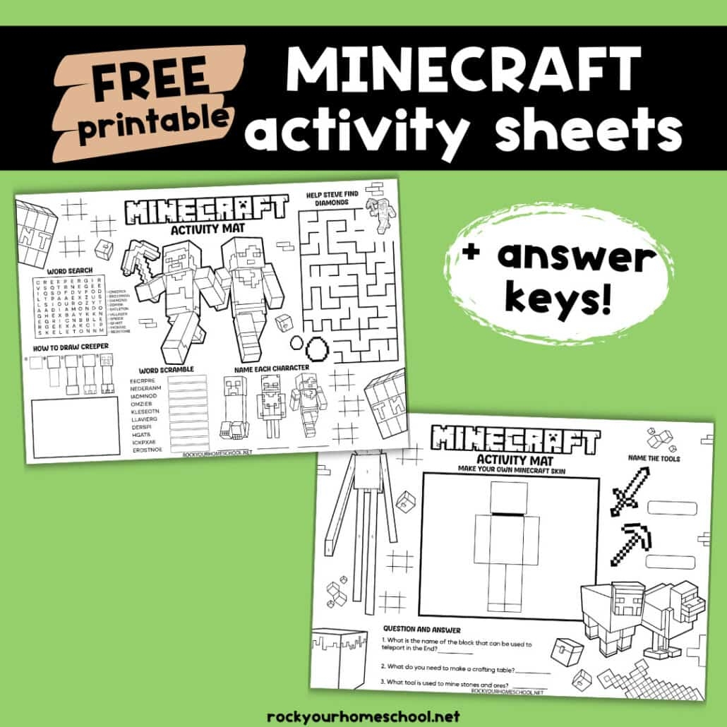 minecraft printable worksheets