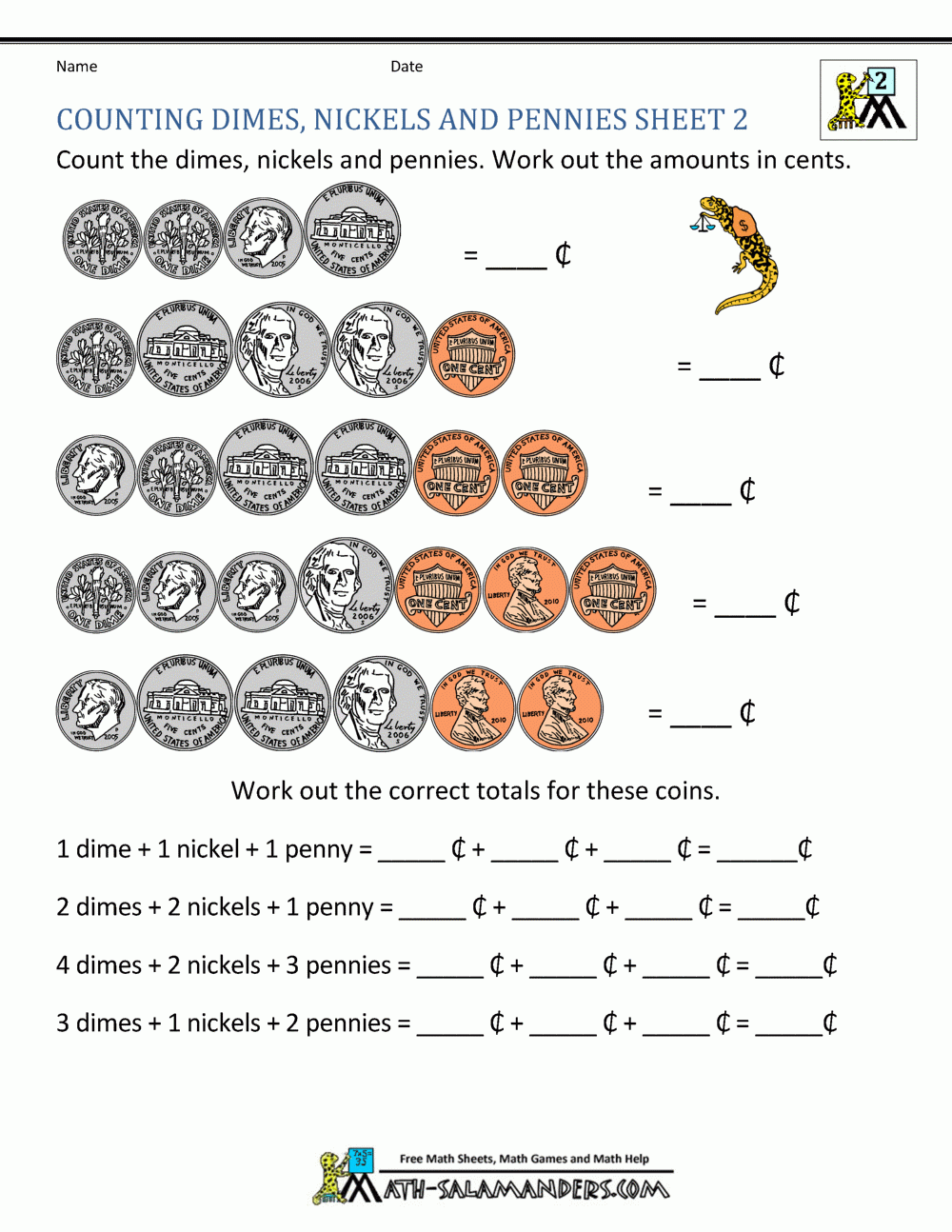 free money worksheets printable