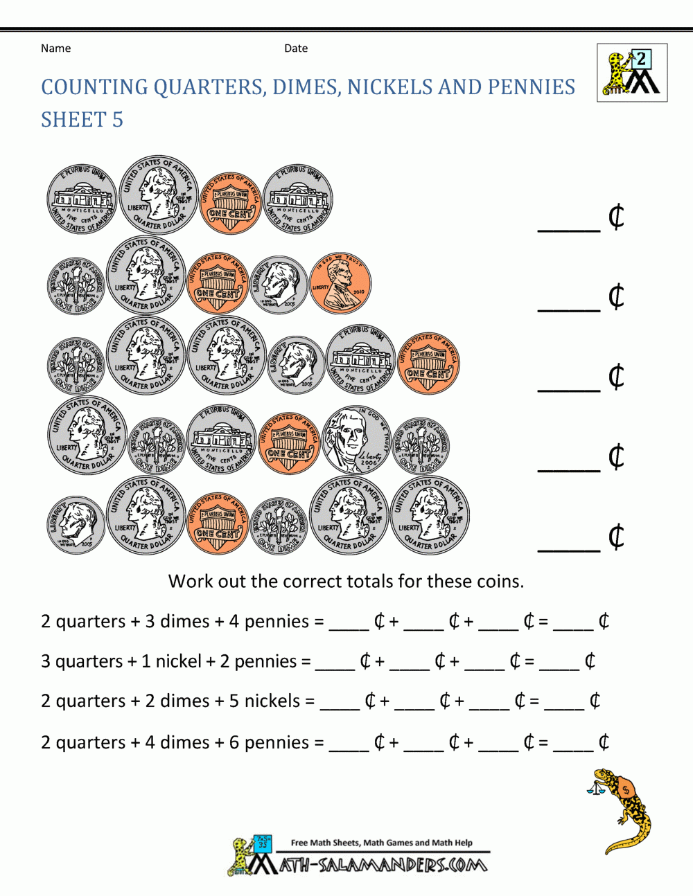 printable money math worksheets
