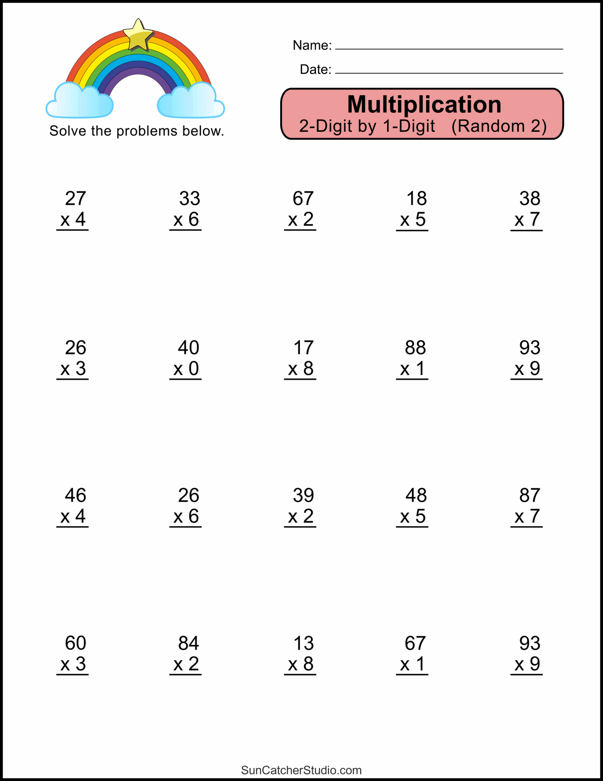 multiplication printable worksheets