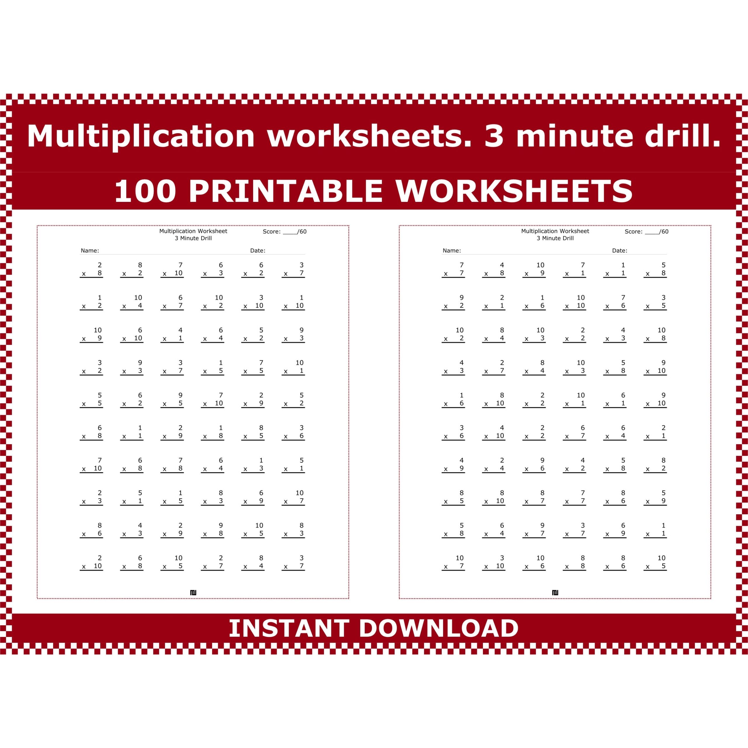 4th grade multiplication worksheets free printable