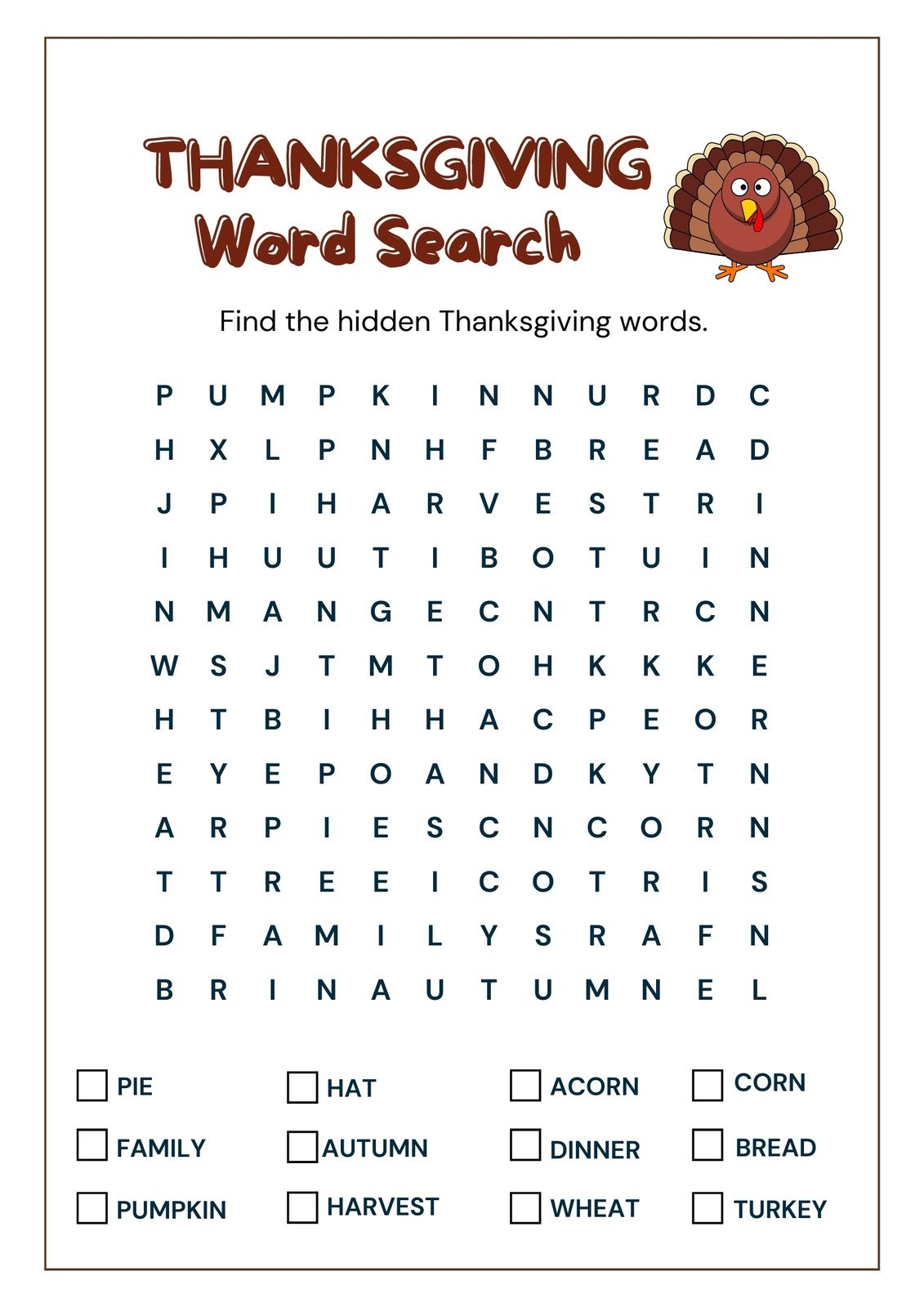 Page 2 Free Printable Thanksgiving Worksheet Templates Canva