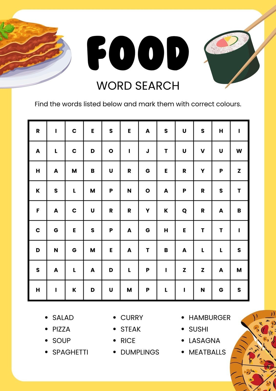 free printable healthy food worksheets