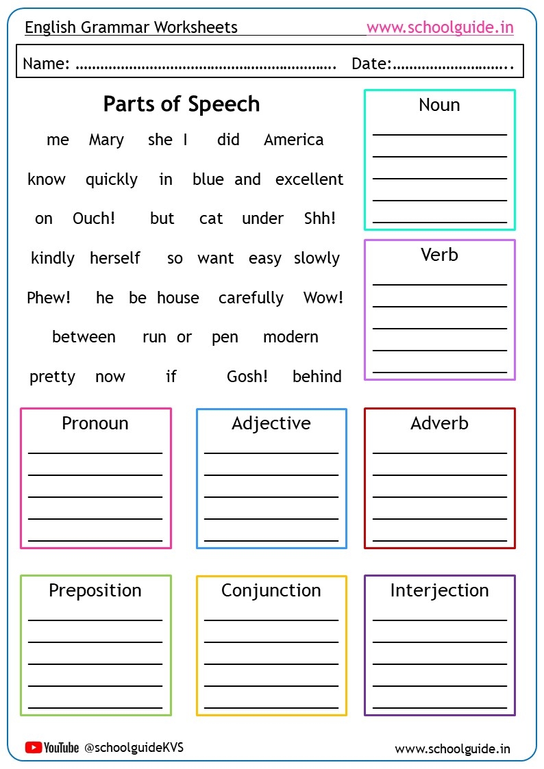 free printable grammar worksheets