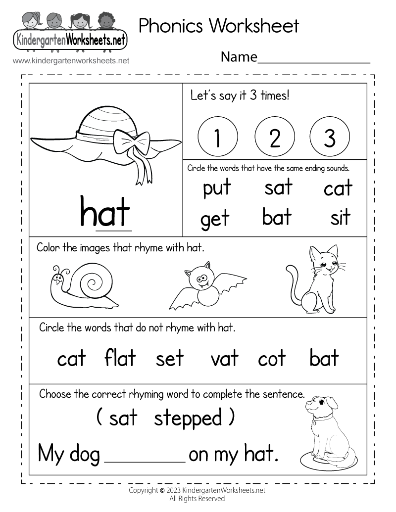 kindergarten worksheets printable free