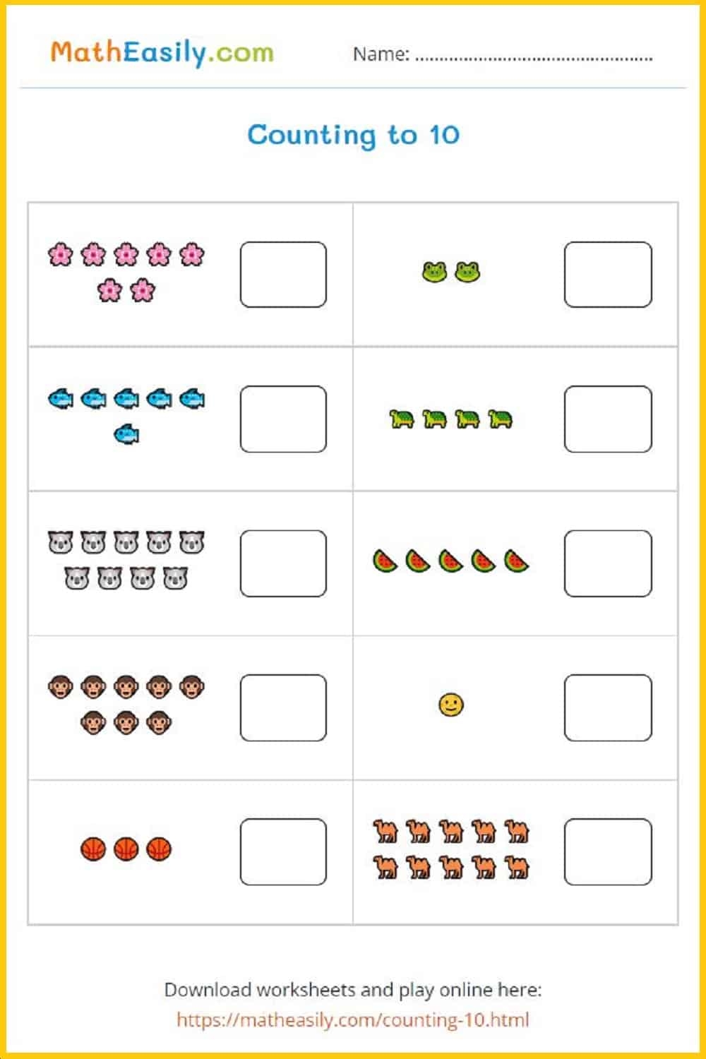 math printable worksheets kindergarten