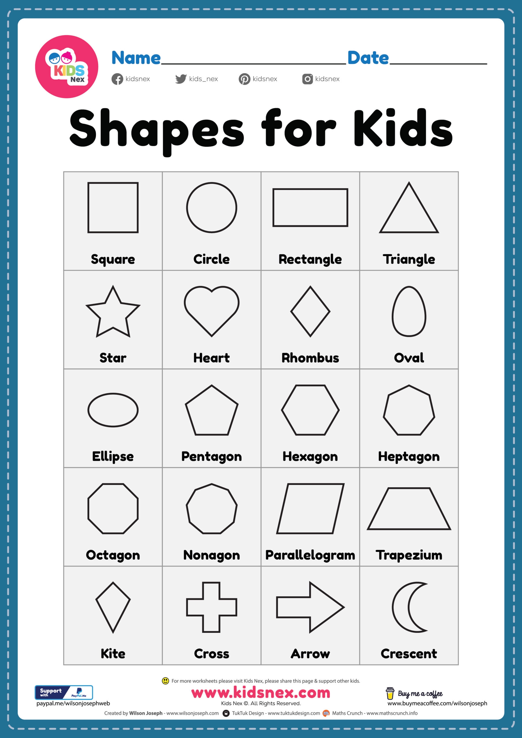 free printable worksheets for shapes