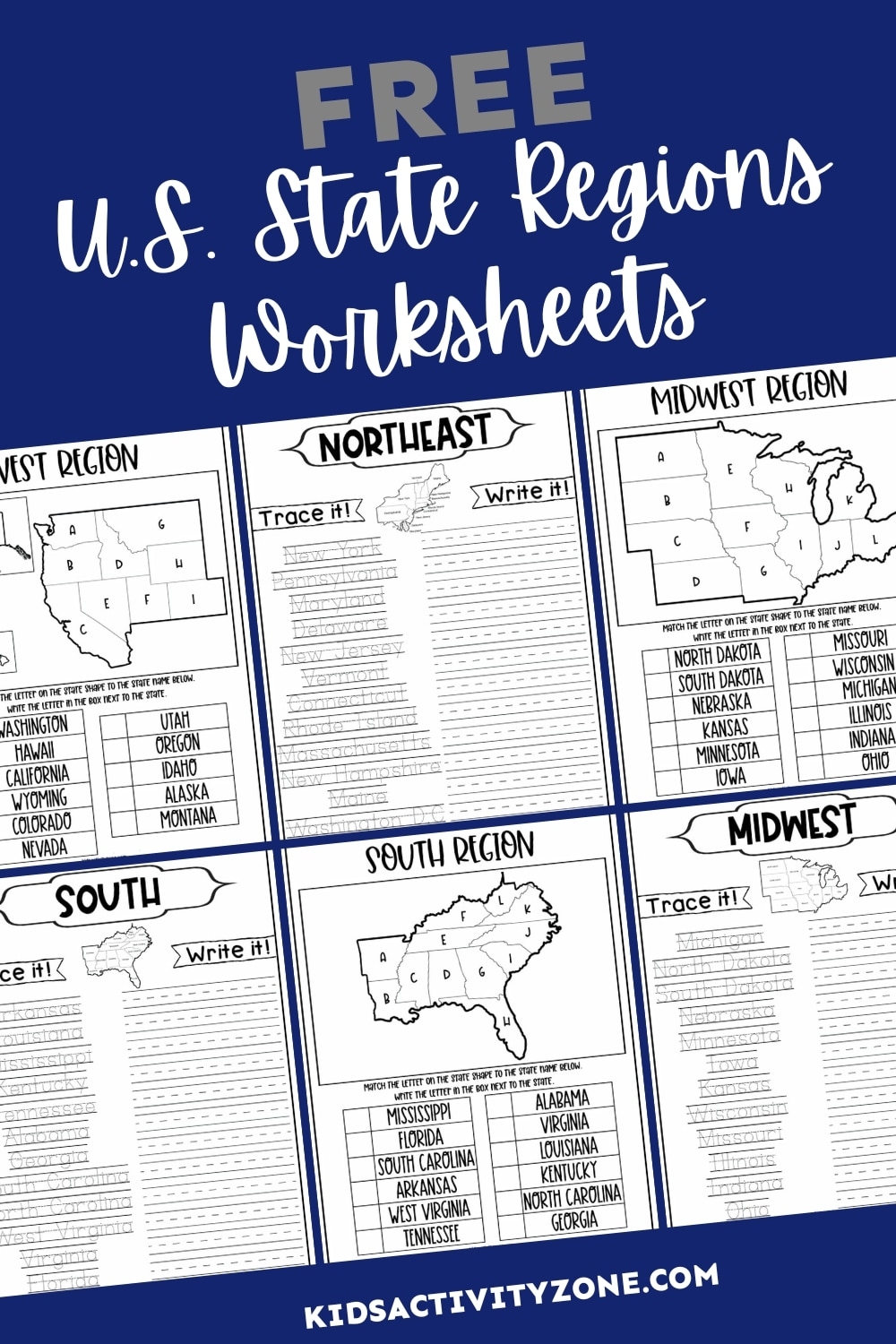 free printable midwest states and capitals worksheet